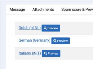 Multilanguage message setup