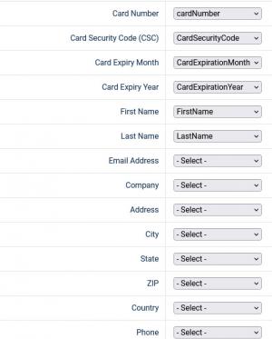 Authorize.Net form configuration area