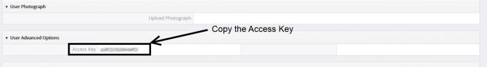Vtiger Profile Setup - Copy the Access Key